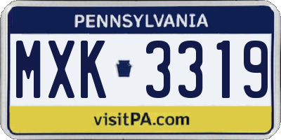 PA license plate MXK3319