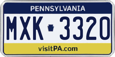 PA license plate MXK3320