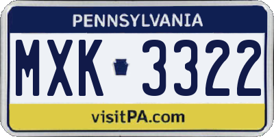 PA license plate MXK3322