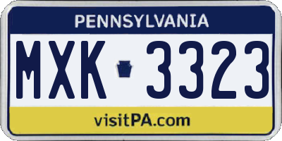 PA license plate MXK3323