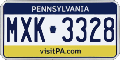 PA license plate MXK3328