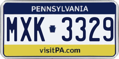 PA license plate MXK3329