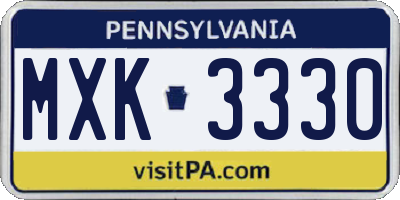 PA license plate MXK3330