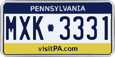 PA license plate MXK3331