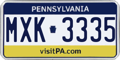 PA license plate MXK3335