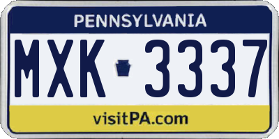 PA license plate MXK3337