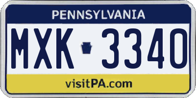 PA license plate MXK3340