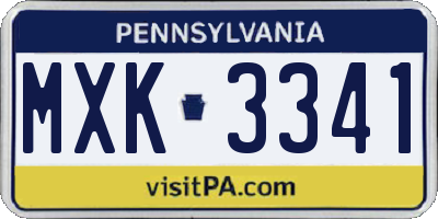 PA license plate MXK3341