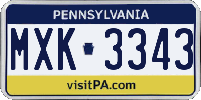 PA license plate MXK3343