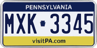PA license plate MXK3345
