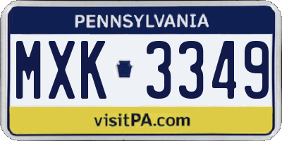 PA license plate MXK3349