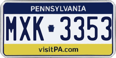 PA license plate MXK3353