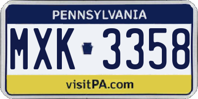 PA license plate MXK3358