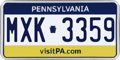 PA license plate MXK3359