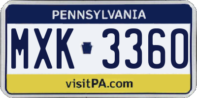 PA license plate MXK3360