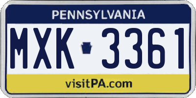 PA license plate MXK3361