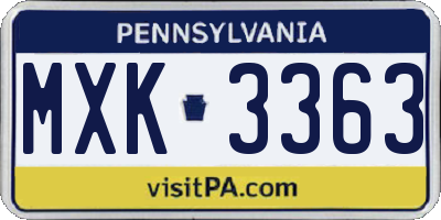 PA license plate MXK3363