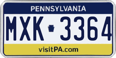 PA license plate MXK3364