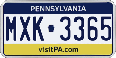 PA license plate MXK3365