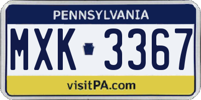 PA license plate MXK3367