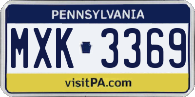 PA license plate MXK3369