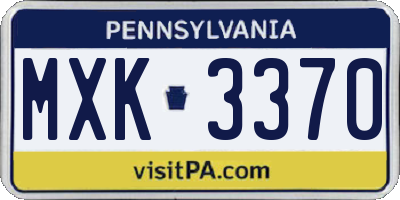 PA license plate MXK3370