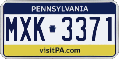 PA license plate MXK3371
