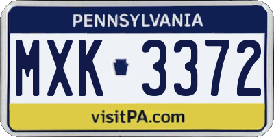 PA license plate MXK3372