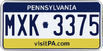PA license plate MXK3375