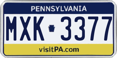 PA license plate MXK3377