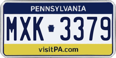 PA license plate MXK3379