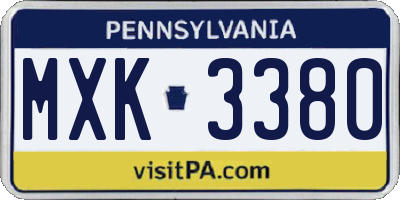 PA license plate MXK3380