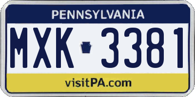 PA license plate MXK3381