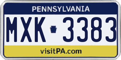 PA license plate MXK3383