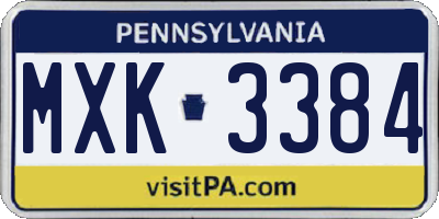 PA license plate MXK3384