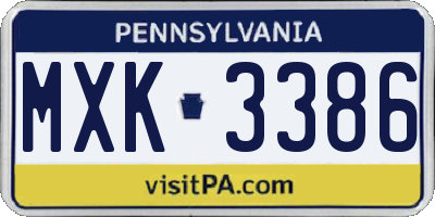 PA license plate MXK3386