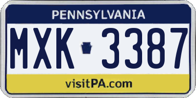 PA license plate MXK3387