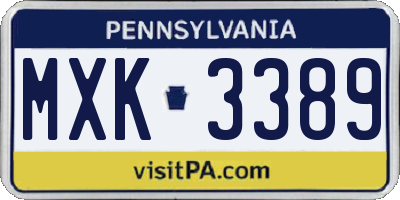 PA license plate MXK3389