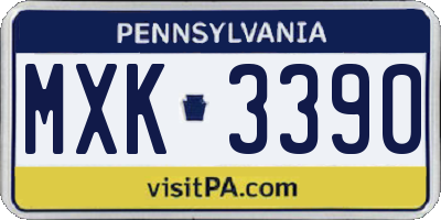 PA license plate MXK3390