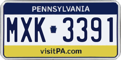 PA license plate MXK3391