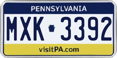 PA license plate MXK3392