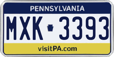 PA license plate MXK3393