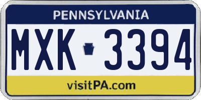 PA license plate MXK3394