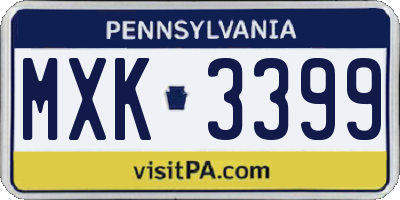 PA license plate MXK3399