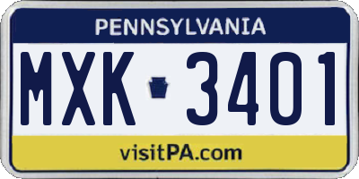PA license plate MXK3401