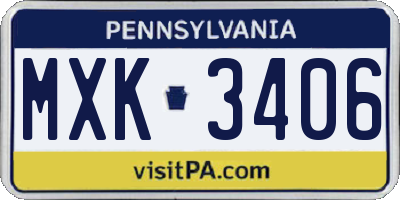 PA license plate MXK3406