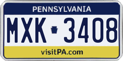 PA license plate MXK3408