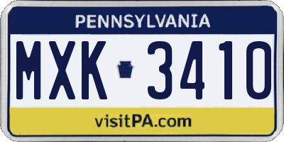 PA license plate MXK3410