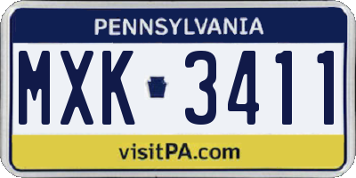 PA license plate MXK3411