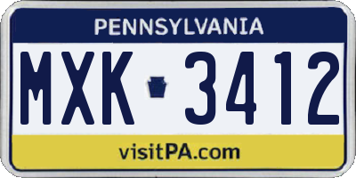 PA license plate MXK3412